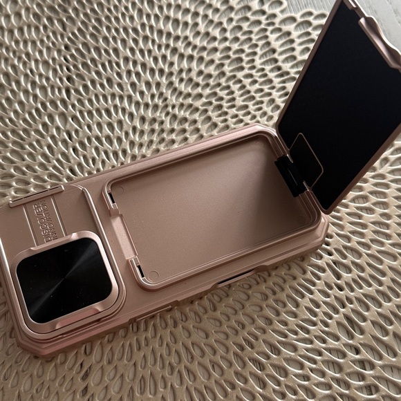 IPHONE 16 PRO CASE in Rose Gold with Kickstand, card holder, and camera cover - Picture 7 of 12